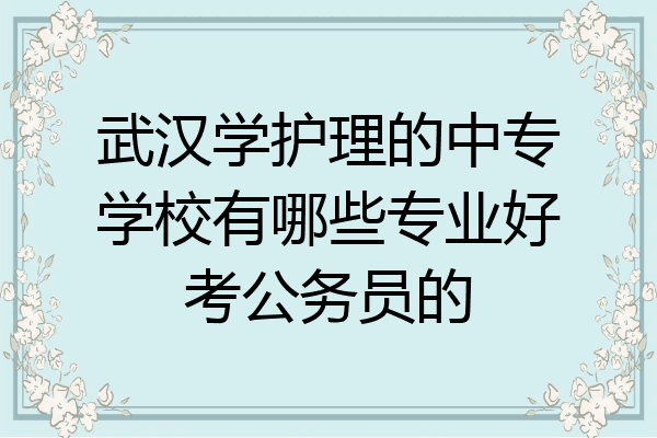 武汉学护理的中专学校有哪些专业好考公务员的