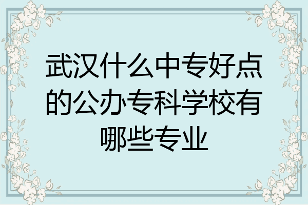 武汉什么中专好点的公办专科学校有哪些专业