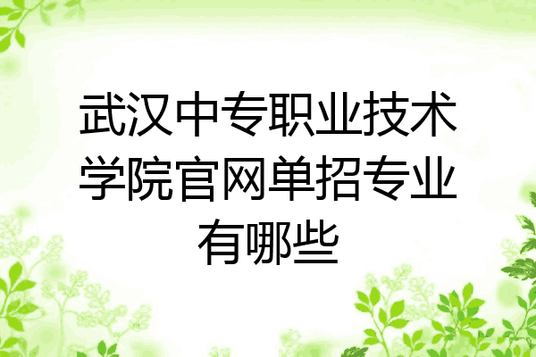 武汉中专职业技术学院官网单招专业有哪些