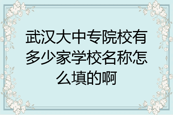 武汉大中专院校有多少家学校名称怎么填的啊