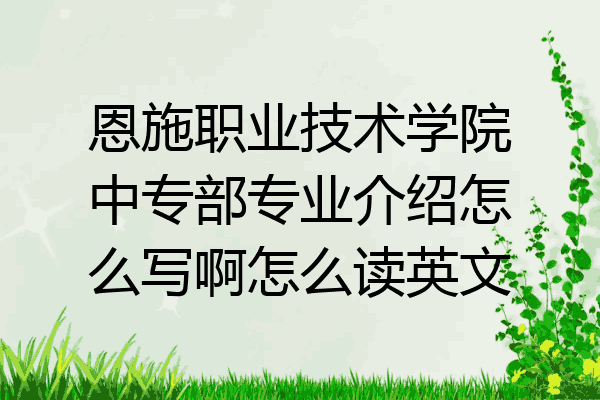 恩施职业技术学院中专部专业介绍怎么写啊怎么读英文