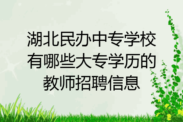 湖北民办中专学校有哪些大专学历的教师招聘信息