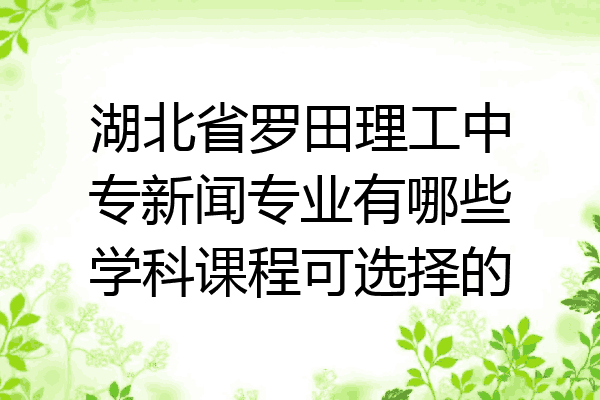 湖北省罗田理工中专新闻专业有哪些学科课程可选择的