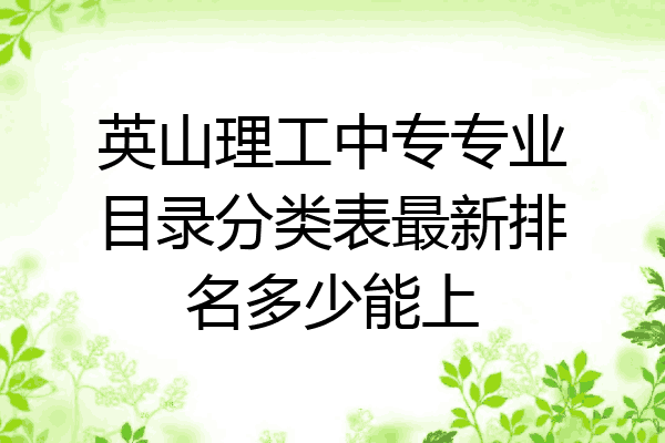 英山理工中专专业目录分类表最新排名多少能上
