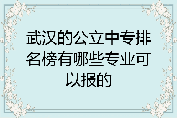武汉的公立中专排名榜有哪些专业可以报的