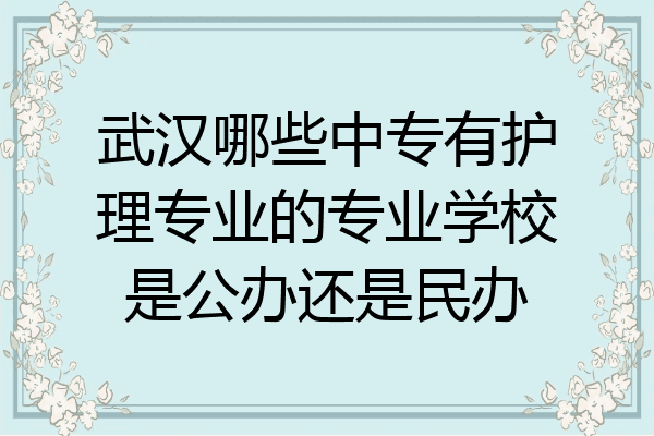 武汉哪些中专有护理专业的专业学校是公办还是民办