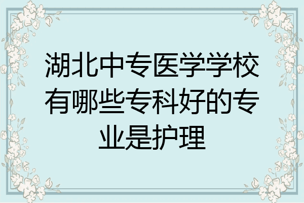 湖北中专医学学校有哪些专科好的专业是护理
