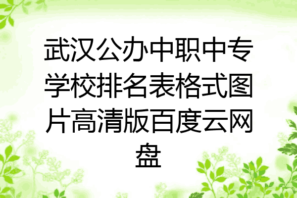 武汉公办中职中专学校排名表格式图片高清版百度云网盘