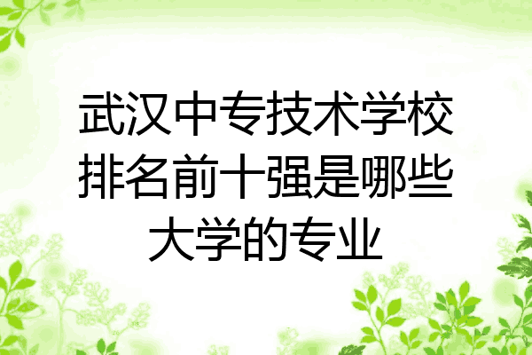 武汉中专技术学校排名前十强是哪些大学的专业