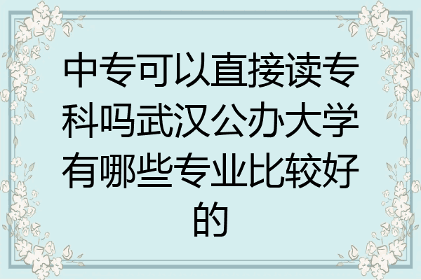 中专可以直接读专科吗武汉公办大学有哪些专业比较好的