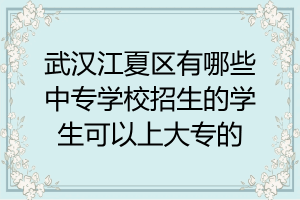 武汉江夏区有哪些中专学校招生的学生可以上大专的