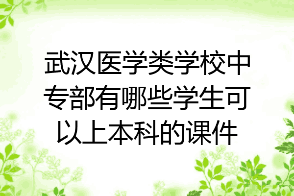 武汉医学类学校中专部有哪些学生可以上本科的课件