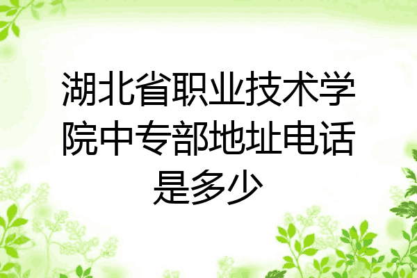 湖北省职业技术学院中专部地址电话是多少