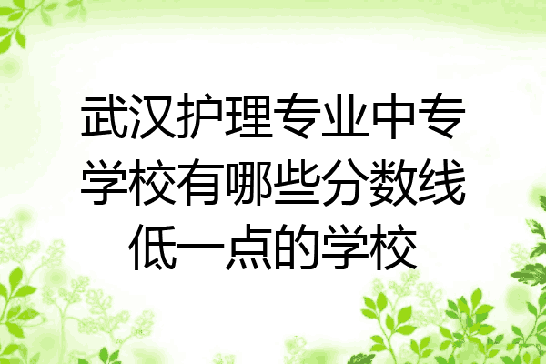 武汉护理专业中专学校有哪些分数线低一点的学校