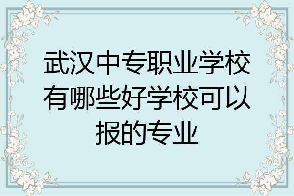 武汉中专职业学校有哪些好学校可以报的专业