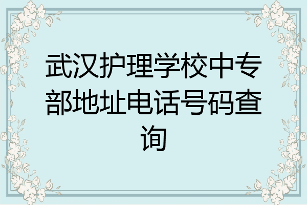 武汉护理学校中专部地址电话号码查询