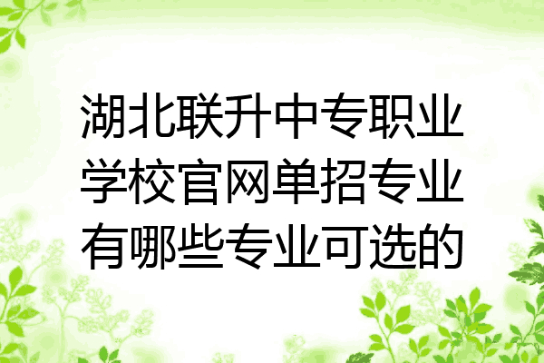 湖北联升中专职业学校官网单招专业有哪些专业可选的