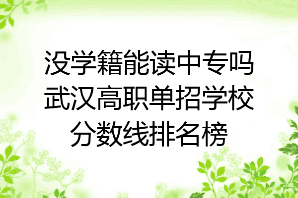 没学籍能读中专吗武汉高职单招学校分数线排名榜