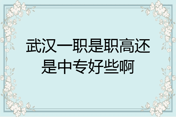 武汉一职是职高还是中专好些啊
