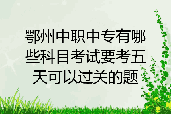 鄂州中职中专有哪些科目考试要考五天可以过关的题