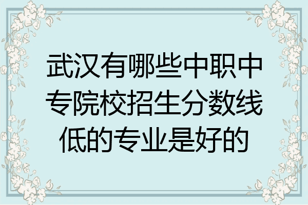 武汉有哪些中职中专院校招生分数线低的专业是好的