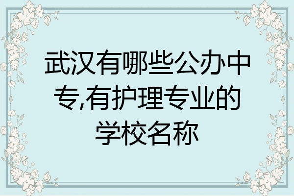 武汉有哪些公办中专,有护理专业的学校名称