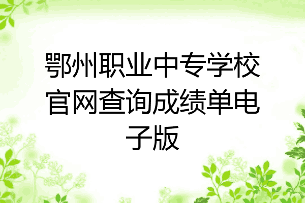 鄂州职业中专学校官网查询成绩单电子版