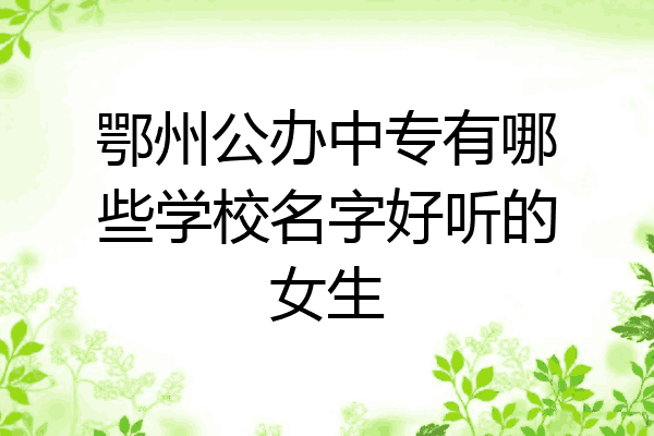 鄂州公办中专有哪些学校名字好听的女生