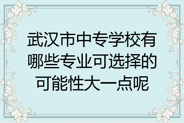 武汉市中专学校有哪些专业可选择的可能性大一点呢