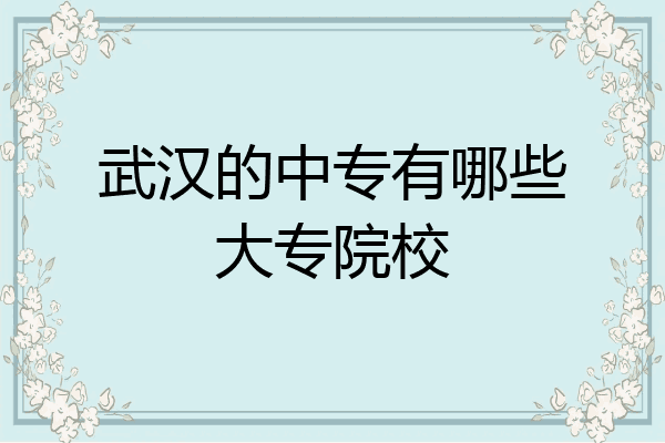 武汉的中专有哪些大专院校