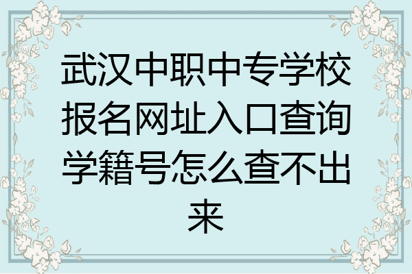 武汉中职中专学校报名网址入口查询学籍号怎么查不出来