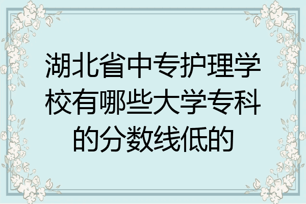 湖北省中专护理学校有哪些大学专科的分数线低的