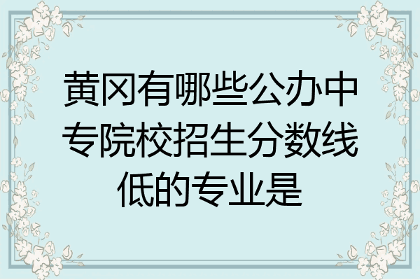 黄冈有哪些公办中专院校招生分数线低的专业是