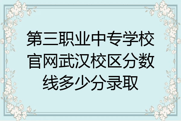 第三职业中专学校官网武汉校区分数线多少分录取