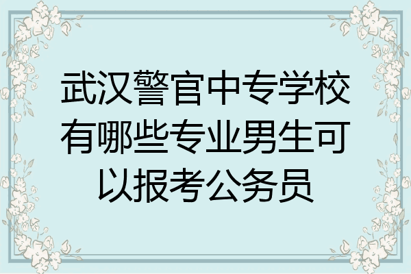 武汉警官中专学校有哪些专业男生可以报考公务员