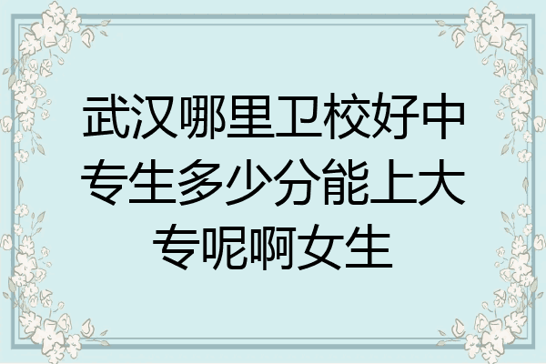 武汉哪里卫校好中专生多少分能上大专呢啊女生