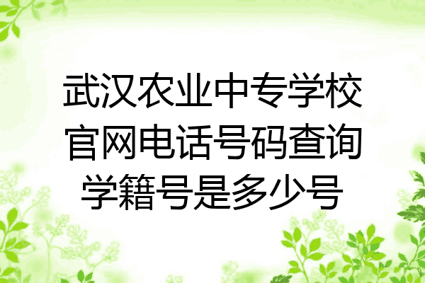 武汉农业中专学校官网电话号码查询学籍号是多少号