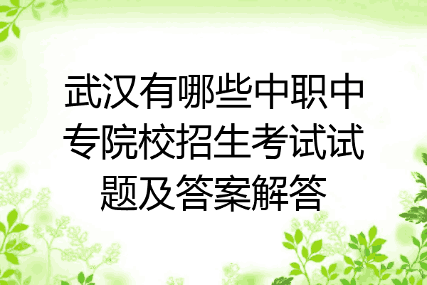 武汉有哪些中职中专院校招生考试试题及答案解答