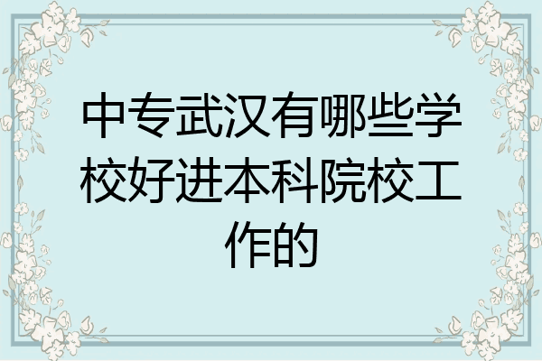 中专武汉有哪些学校好进本科院校工作的