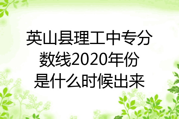 英山县理工中专分数线2020年份是什么时候出来
