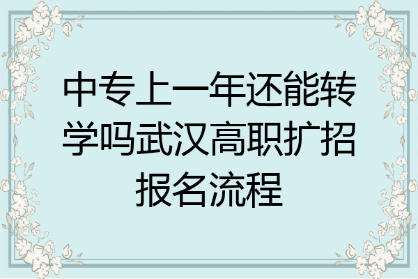 中专上一年还能转学吗武汉高职扩招报名流程