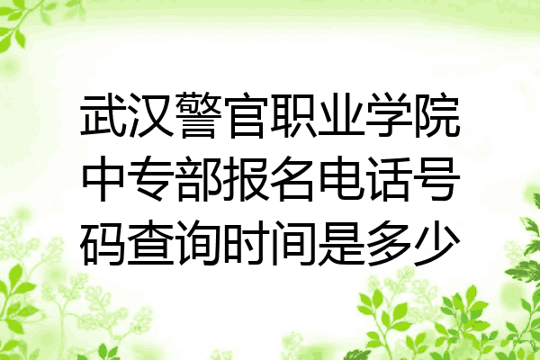 武汉警官职业学院中专部报名电话号码查询时间是多少