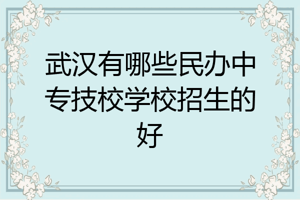 武汉有哪些民办中专技校学校招生的好