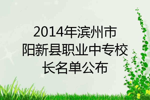2014年滨州市阳新县职业中专校长名单公布