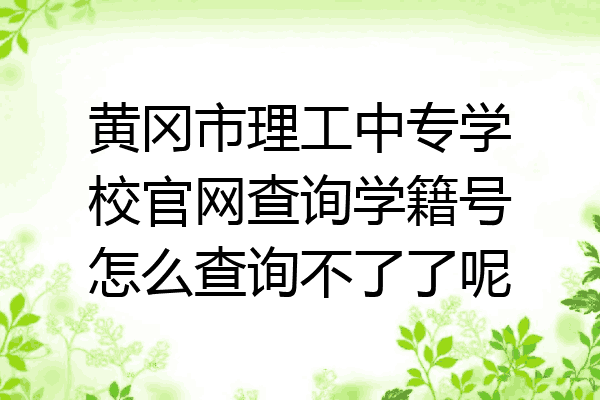 黄冈市理工中专学校官网查询学籍号怎么查询不了了呢