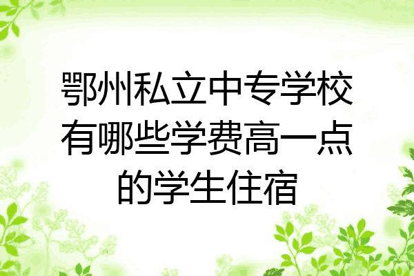 鄂州私立中专学校有哪些学费高一点的学生住宿