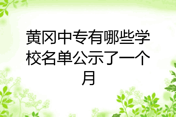 黄冈中专有哪些学校名单公示了一个月