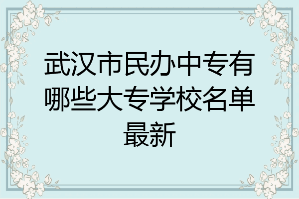 武汉市民办中专有哪些大专学校名单最新