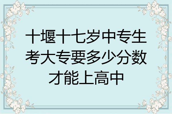 十堰十七岁中专生考大专要多少分数才能上高中