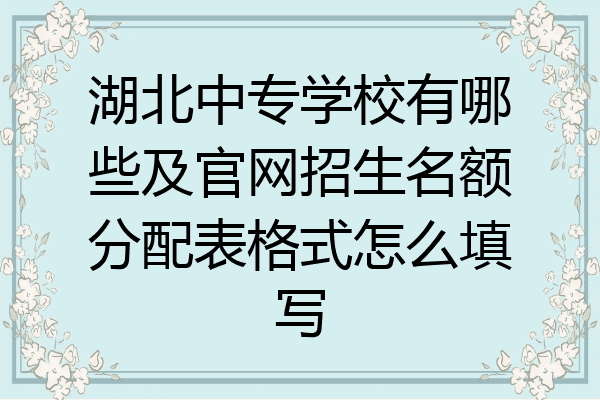 湖北中专学校有哪些及官网招生名额分配表格式怎么填写